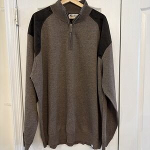 SilverSilk Men's Quarter/Half Zip Pullover Sweater Sz 4X Brown Corduroy Trim New